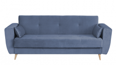 Canapea SIENA I extensibila, 3 locuri, cu arcuri si lada depozitare, albastru deschis, 225x85x95 cm