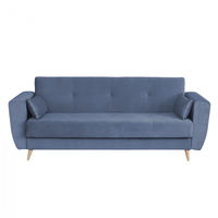 Canapea SIENA I extensibila, 3 locuri, cu arcuri si lada depozitare, albastru deschis, 225x85x95 cm - 1