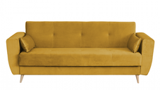 Canapea SIENA I extensibila, 3 locuri, cu arcuri si lada depozitare, galben, 225x85x95 cm