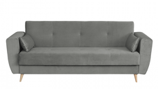 Canapea SIENA I extensibila, 3 locuri, cu arcuri si lada depozitare, gri deschis, 225x85x95 cm