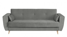 Canapea SIENA I extensibila, 3 locuri, cu arcuri si lada depozitare, gri deschis, 225x85x95 cm