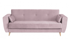 Canapea SIENA I extensibila, 3 locuri, cu arcuri si lada depozitare, roz pudra, 225x85x95 cm