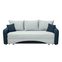 Canapea SUSIE extensibila, 3 locuri, cu arcuri si lada depozitare, albastru + gri albastrui, 222x105x80 cm - 1
