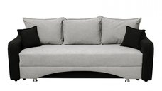 Canapea SUSIE extensibila, 3 locuri, cu arcuri si lada depozitare, negru + gri deschis, 222x105x80 cm