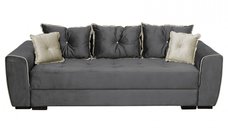 Canapea VERA extensibila, 3 locuri, cu arcuri si lada depozitare, gri + crem, 245x110x80 cm