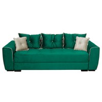 Canapea VERA extensibila, 3 locuri, cu arcuri si lada depozitare, verde + crem, 245x110x80 cm - 1