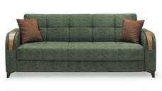 Canapea ZETA extensibila, 3 locuri, cu arcuri si lada depozitare, verde + maro, 225x84x85 cm