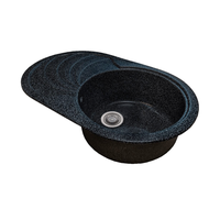 Chiuveta Sanitec SN9033DR, pentru blat, granit-compozit, 1 cuva rotunda dreapta, negru, 78x50 cm - 1