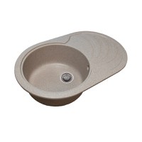 Chiuveta Sanitec SN9033ST, pentru blat, granit-compozit, 1 cuva stanga, bej, 78x50 cm - 1