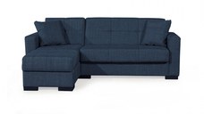Coltar BETTY extensibil, cu lada depozitare, colt interschimbabil, albastru, 212x145x80 cm