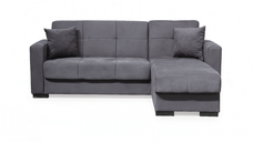 Coltar BETTY extensibil, cu lada depozitare, colt interschimbabil, gri, 212x145x80 cm