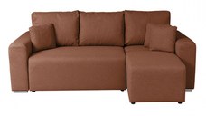 Coltar Canapea BEGA B extensibil, cu arcuri si lada depozitare, colt interschimbabil, caramiziu, 240x153x80 cm