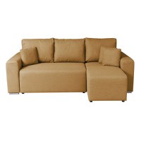 Coltar Canapea BEGA B extensibil, cu arcuri si lada depozitare, colt interschimbabil, galben, 240x153x80 cm - 1