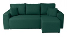 Coltar Canapea BEGA B extensibil, cu arcuri si lada depozitare, colt interschimbabil, verde inchis, 240x153x80 cm