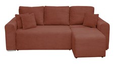 Coltar Canapea BEGA extensibil, cu arcuri si lada depozitare, colt interschimbabil, caramiziu, 240x153x80 cm