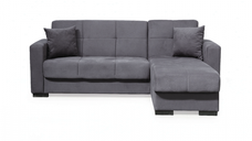 Coltar extensibil BETTY cu lada de depozitare, colt interschimbabil, gri, 212x145x80 cm