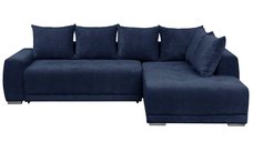 Coltar extensibil MARIBO LC, colt dreapta, albastru, cu arcuri si lada depozitare, dimensiuni 282x205x92 cm