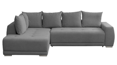 Coltar extensibil MARIBO LC, gri, colt stanga, cu arcuri si lada depozitare, 282x205x92 cm