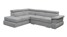 Coltar extensibil TIVOLI 2S3, cu arcuri si lada depozitare, tetiere rabatabile, colt stanga, gri, 285x225x90 cm