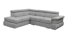 Coltar extensibil TIVOLI 2S3, cu arcuri si lada depozitare, tetiere rabatabile, colt stanga, gri, 285x225x90 cm