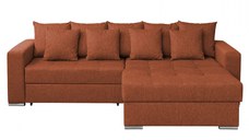 Coltar FELIX extensibil, cu arcuri si lada depozitare, colt interschimbabil, caramiziu, 266x165x90 cm