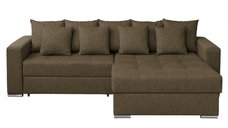 Coltar FELIX extensibil, cu arcuri si lada depozitare, colt interschimbabil, maro, 266x165x90 cm