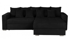 Coltar FELIX extensibil, cu arcuri si lada depozitare, colt interschimbabil, negru, 266x165x90 cm