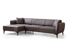 Coltar fix BELISSIMO, colt stanga, gri inchis, 270x140x67 cm