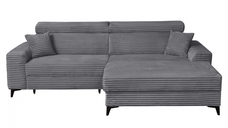 Coltar FLORIDA ONE L TILIA extensibil, cu arcuri si lada depozitare, colt dreapta, gri inchis, 280x175x95 cm