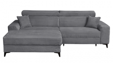 Coltar FLORIDA ONE L TILIA extensibil, cu arcuri si lada depozitare, colt stanga, gri inchis, 280x175x95 cm