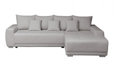 Coltar MARIBO BUCLE extensibil, cu arcuri si lada depozitare, colt dreapta, gri cu nuante roz, 280x204x92 cm