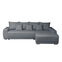 Coltar MARIBO BUCLE extensibil, cu arcuri si lada depozitare, colt dreapta, gri inchis, 280x204x92 cm - 1
