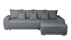 Coltar MARIBO BUCLE extensibil, cu arcuri si lada depozitare, colt dreapta, gri inchis, 280x204x92 cm