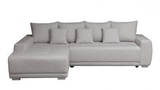 Coltar MARIBO BUCLE extensibil, cu arcuri si lada depozitare, colt stanga, gri cu nuante roz, 280x204x92 cm