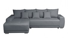Coltar MARIBO BUCLE extensibil, cu arcuri si lada depozitare, colt stanga, gri inchis, 280x204x92 cm