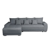 Coltar MARIBO BUCLE extensibil, cu arcuri si lada depozitare, colt stanga, gri inchis, 280x204x92 cm - 1