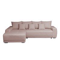 Coltar MARIBO BUCLE extensibil, cu arcuri si lada depozitare, colt stanga, roz prafuit, 280x204x92 cm - 1