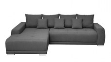 Coltar MARIBO extensibil, cu arcuri si lada depozitare, colt stanga, gri inchis, 282x205x92 cm