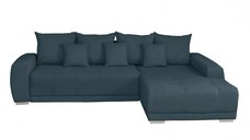 Coltar MARIBO II extensibil, cu arcuri si lada depozitare, colt dreapta, albastru, 282x205x92 cm