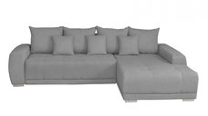 Coltar MARIBO II extensibil, cu arcuri si lada depozitare, colt dreapta, gri deschis, 282x205x92 cm