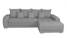 Coltar MARIBO II extensibil, cu arcuri si lada depozitare, colt dreapta, gri deschis, 282x205x92 cm