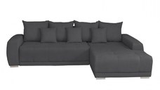 Coltar MARIBO II extensibil, cu arcuri si lada depozitare, colt dreapta, gri inchis, 282x205x92 cm