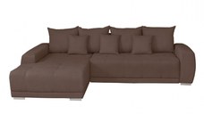 Coltar MARIBO II extensibil, cu arcuri si lada depozitare, colt stanga, maro, 282x205x92 cm