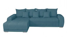 Coltar MARIBO II extensibil, cu arcuri si lada depozitare, colt stanga, turcoaz, 282x205x92 cm