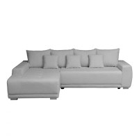 Coltar MARIBO L BUCLE extensibil, cu arcuri si lada depozitare, colt stanga, gri, 282x205x92 cm - 1