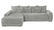 Coltar MARIBO L TILIA extensibil, cu arcuri si lada depozitare, colt stanga, gri deschis, 282x205x92 cm