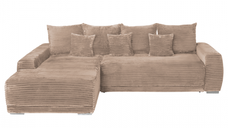 Coltar MARIBO L TILIA extensibil, cu arcuri si lada depozitare, colt stanga, maro, 282x205x92 cm