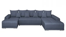 Coltar MARIBO U extensibil, cu arcuri si lada depozitare, colt dreapta, albastru, 350x203x90 cm