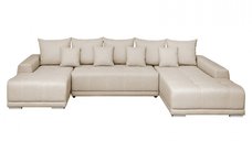 Coltar MARIBO U extensibil, cu arcuri si lada depozitare, colt dreapta, bej, 350x203x90 cm