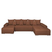 Coltar MARIBO U extensibil, cu arcuri si lada depozitare, colt dreapta, caramiziu, 350x203x90 cm - 1
